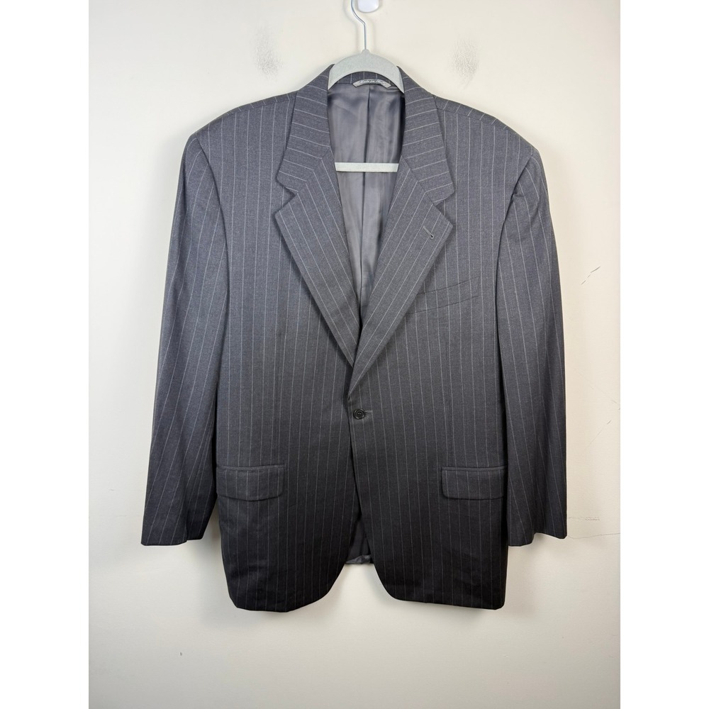 Canali Proposta Mens 2pc Suit 100% Wool Pinstripe Gray Italy 56R US 46R 36x29
